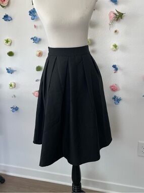Classic Black Pleated A-Line Skirt